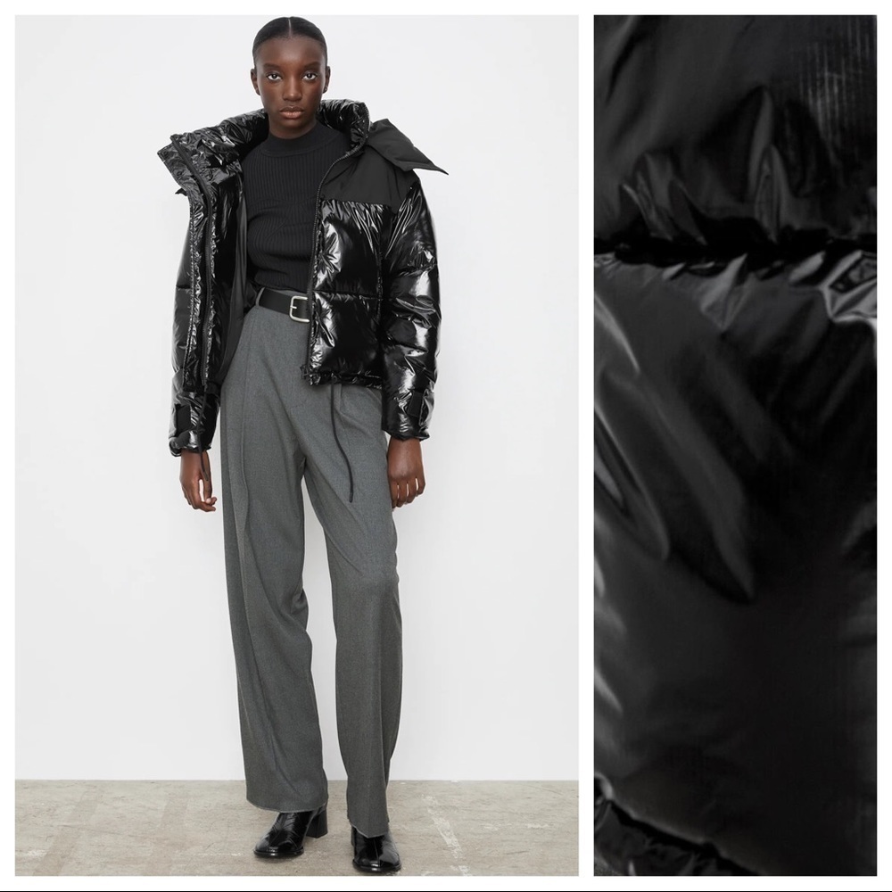 NWT. Zara Black Water Repellent Padded Jacket. Size S.